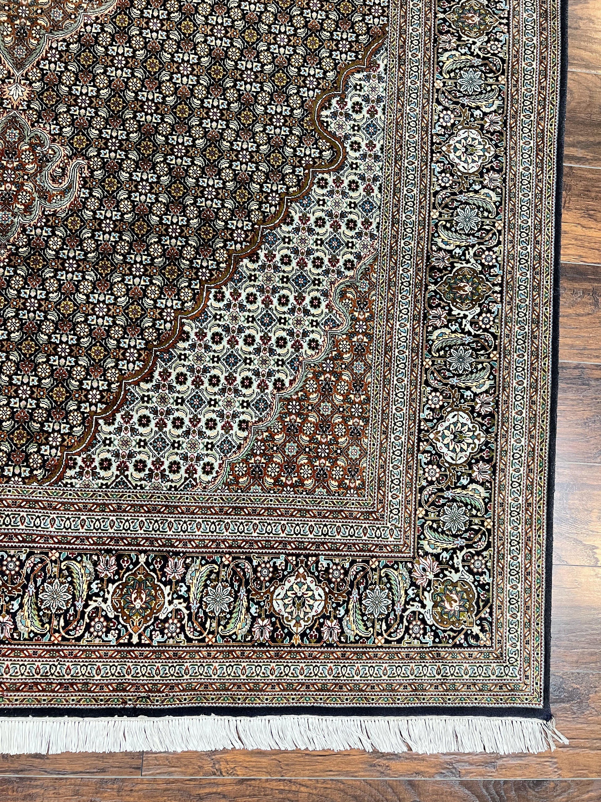 Wonderful Persian Tabriz Rug 7x10 ft, Very Fine 50 Raj 350 KPSI Oriental Carpet, Herati Mahi Pattern, Authentic Hand Knotted Handmade Wool Vintage - Nuvé