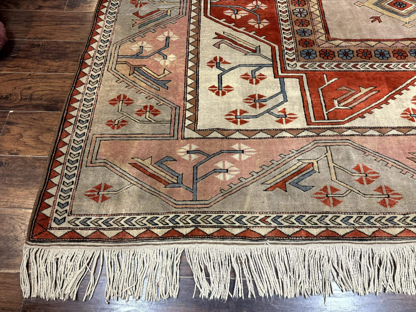 Large Turkish Milas Rug 10x13, Gray, Vintage, Wool on Wool - Nuvé