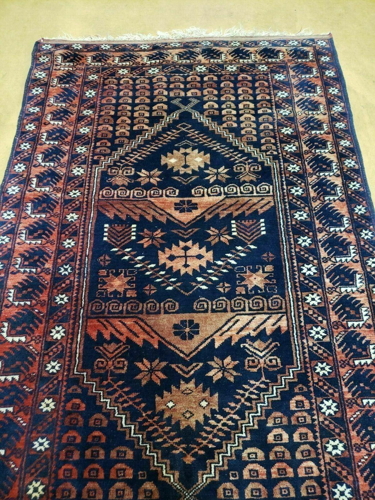 3' 4" X 5' 6" Vintage Handmade Pakistan Balouchi Balouch Tribal Wool Rug Nice - Nuvé