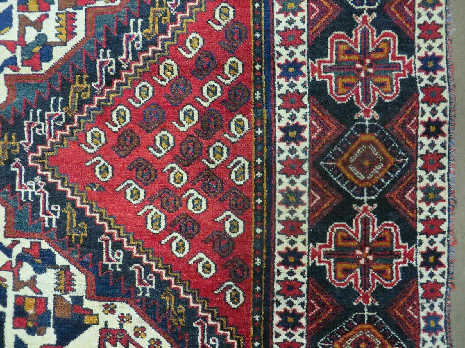 4' X 5.5' Vintage Handmade Turkish Tribal Wool Rug Medallion Nice - Nuvé