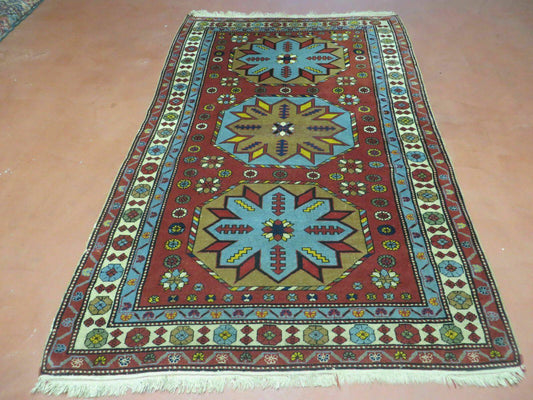 4' X 6' Vintage Handmade Caucasian Shirvan Russian Armenian Wool Rug Colorful - Nuvé