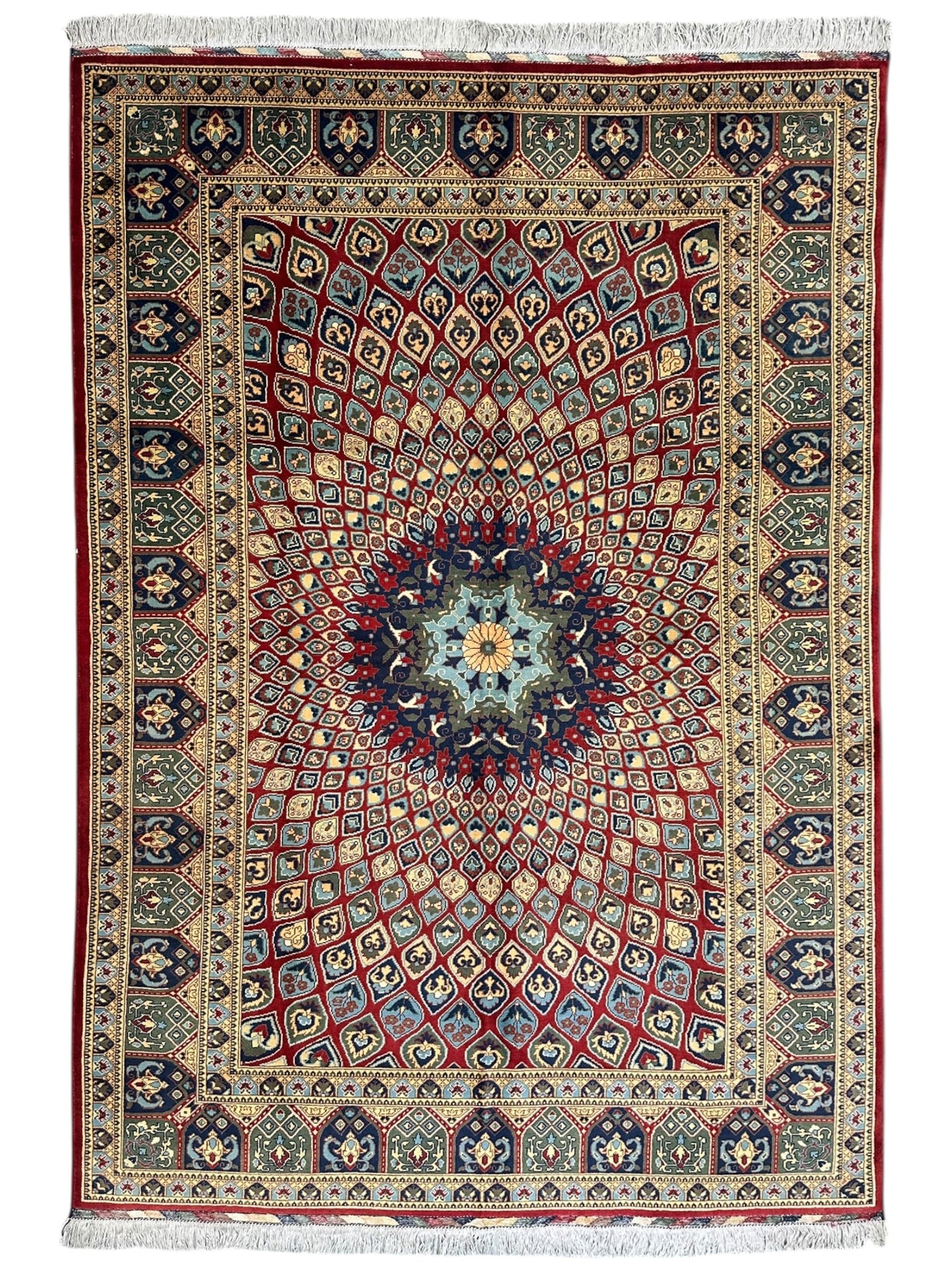 Afghani Parak Hand-Knotted Wool Rug | 6’6″ x 9’10″ Traditional Dome Motif - Nuvé