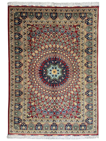 Afghani Parak Hand-Knotted Wool Rug | 6’6″ x 9’10″ Traditional Dome Motif - Nuvé