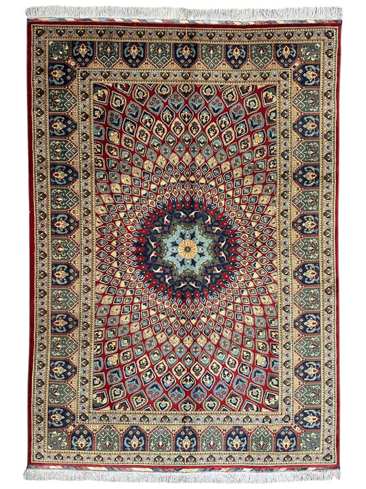 Afghani Parak Hand-Knotted Wool Rug | 6’6″ x 9’10″ Traditional Dome Motif - Nuvé