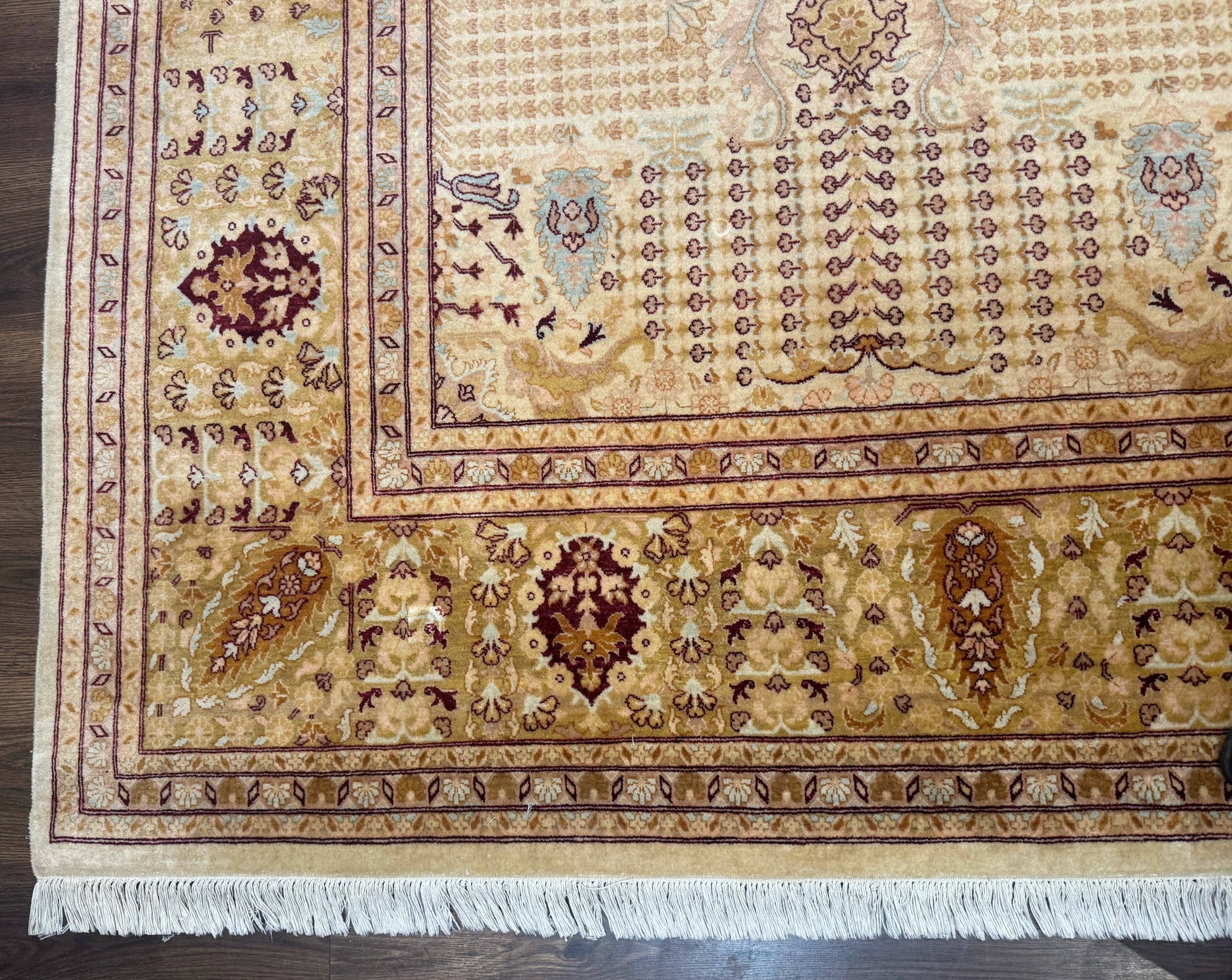 Pakistani Carpet 9x12, Finely Hand Knotted 270 KPSI, Cream, Allover Pattern - Nuvé