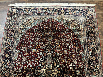 4x6 Silk Rug, Very Fine 650 KPSI, Silk Persian Carpet, Red, Floral Medallion, Sino Persian - Nuvé