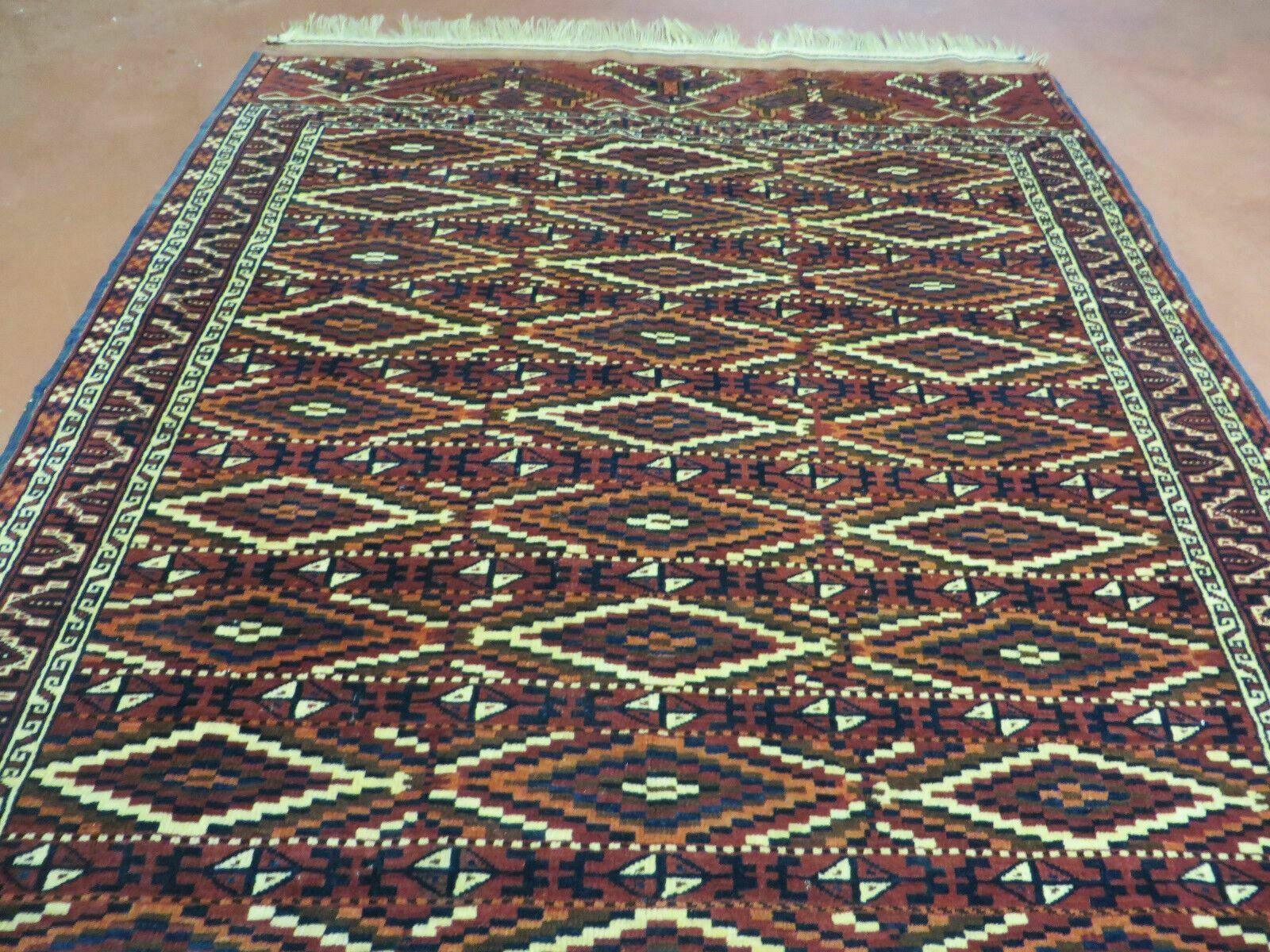 4' X 8' Antique Handmade Russian Bokhara Turkoman Yamud Wool Rug Carpet Nice - Nuvé