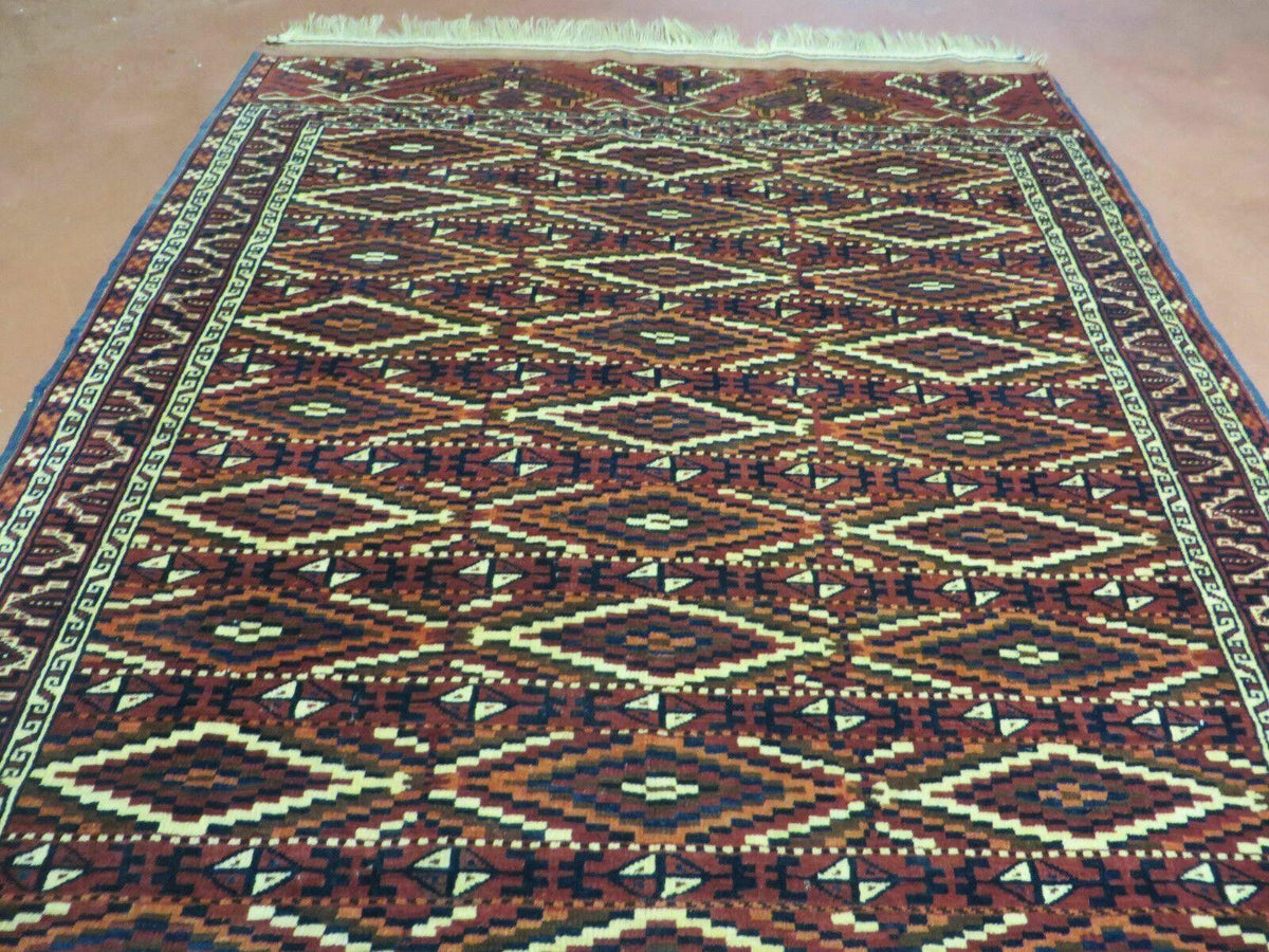 4' X 8' Antique Handmade Russian Bokhara Turkoman Yamud Wool Rug Carpet Nice