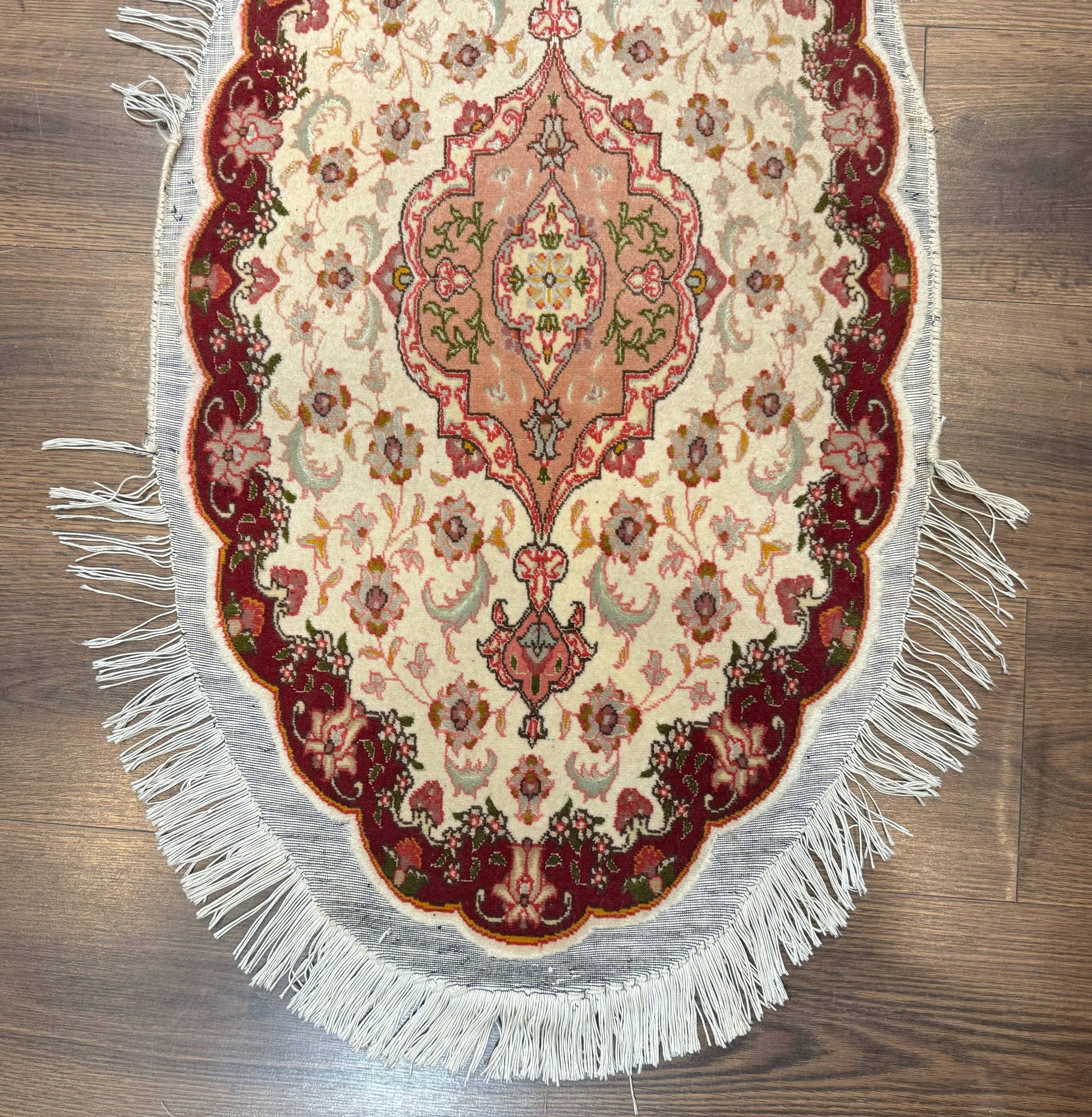 Small Oval Persian Tabriz Rug 2x4, Kork Wool and Silk Highlights, Fine 260 KPSI - Nuvé