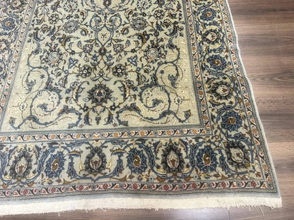 Persian Kashan Rug, Unique Colors, 225 KPSI, Light Green and Light Blue - Nuvé