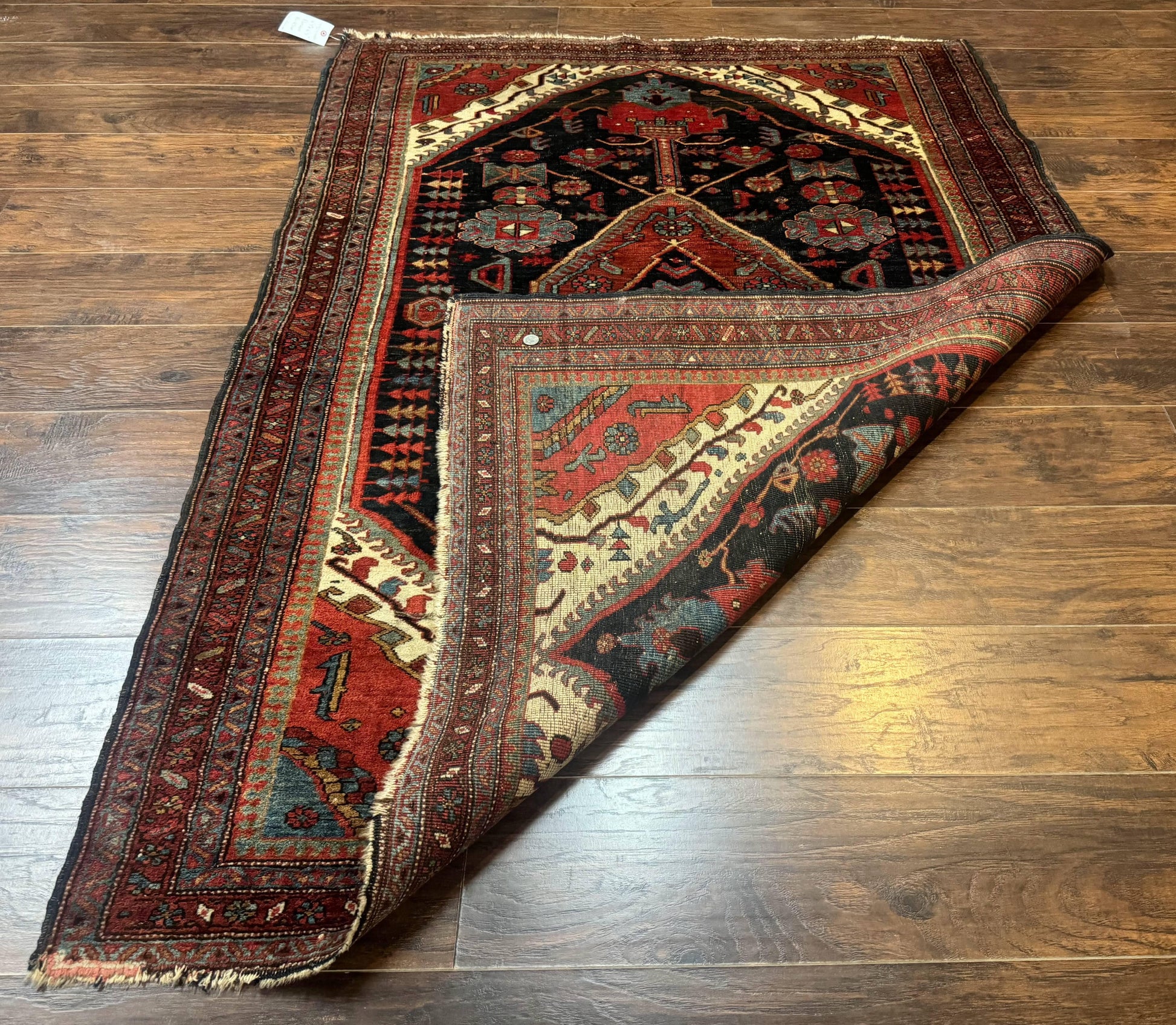 Antique Persian Bidjar Rug 5x6, Navy Blue and Red, Persian Tribal Rug - Nuvé
