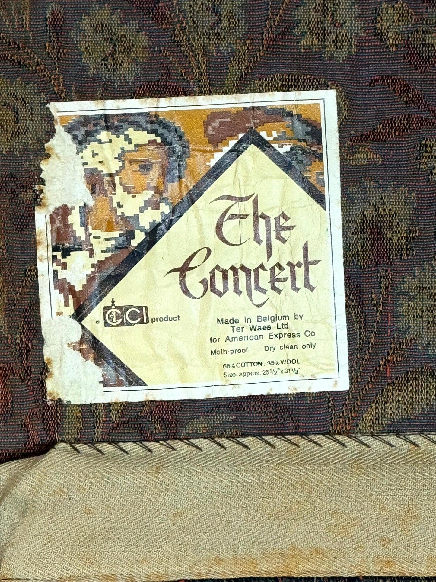 Vintage Belgium Tapestry 2x3 with Red, European Design, Flemish Tapestry - Nuvé