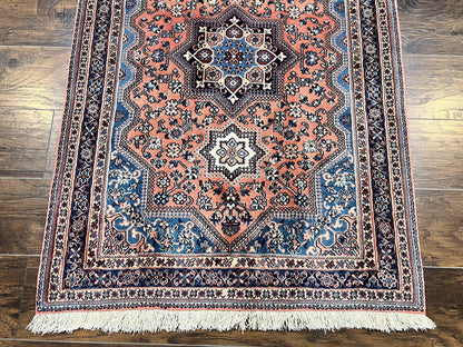 Persian Shiraz Rug 3x5, Geometric Tribal Rug, Wool Hand Knotted Vintage Carpet, Light Red & Blue, Signed by Masterweaver - Nuvé