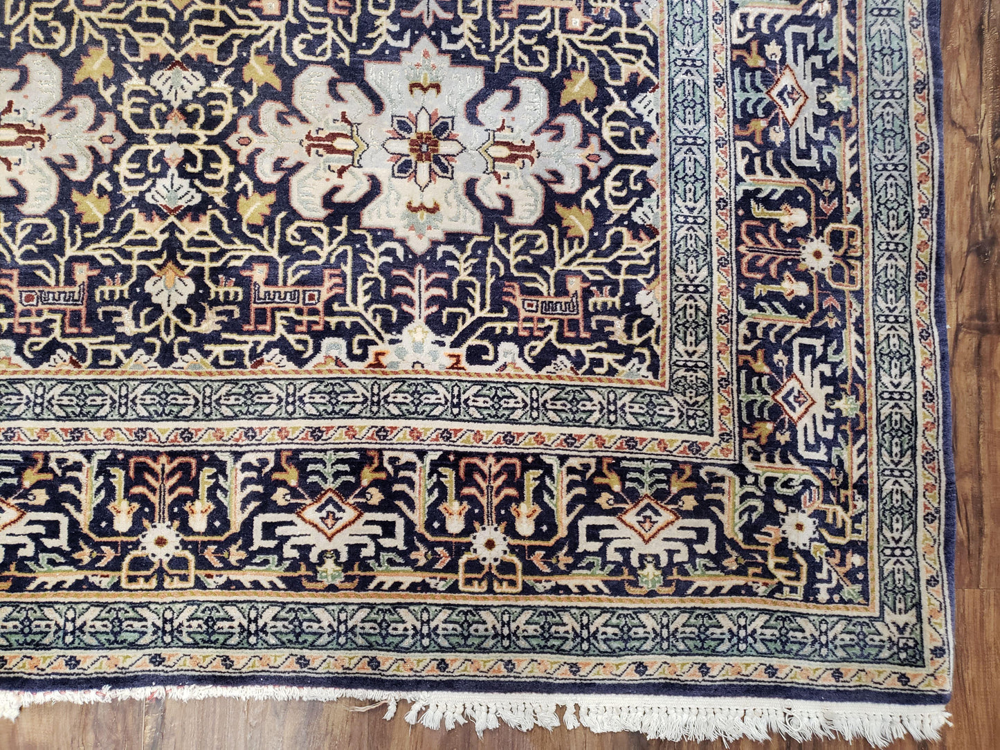 Navy Blue Persian Kashan Rug, Hand-Knotted, Wool, 4' 8" x 7' 4", Pair B - Nuvé