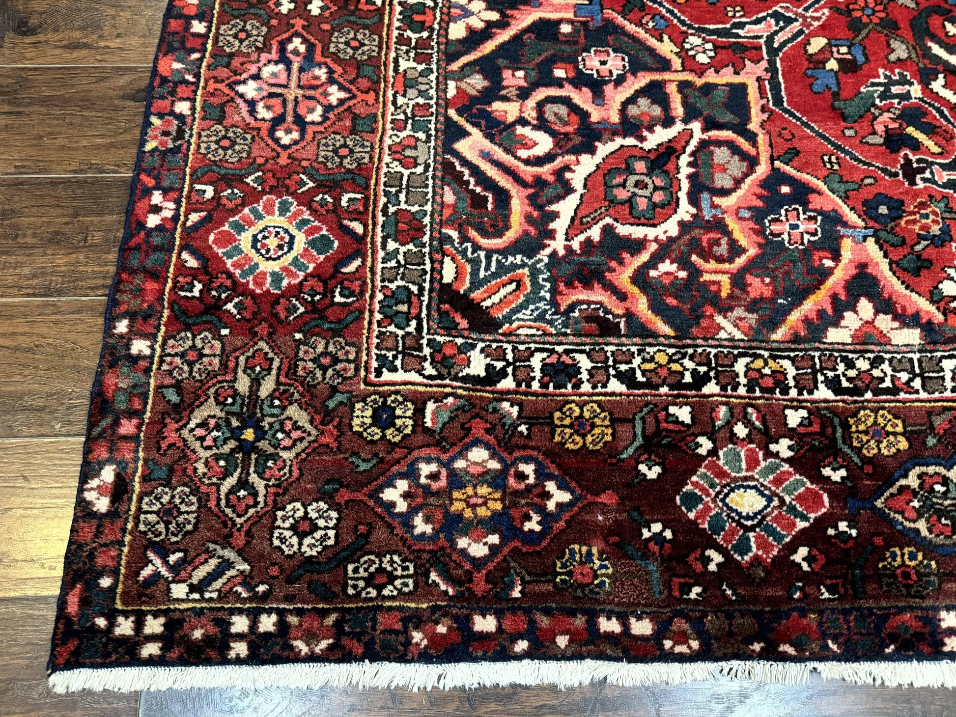 Rare Persian Bakhtiari Rug 10x13, Red, Semi Antique, Large Persian Carpet, Handmade - Nuvé