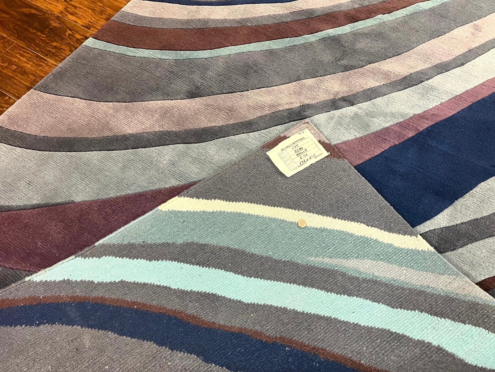 Modern Nepali Handmade Wool Rug 6x8, Blues Gray Mauve, Abstract, Nepali Tibetan Rug - Nuvé