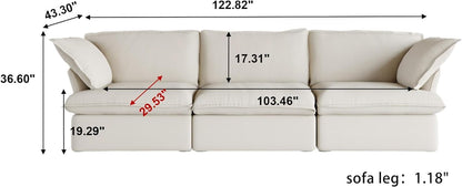 Sabi Modular Boucle Cloud Sofa - Beige - 3-Seater Sofa - Nuvé