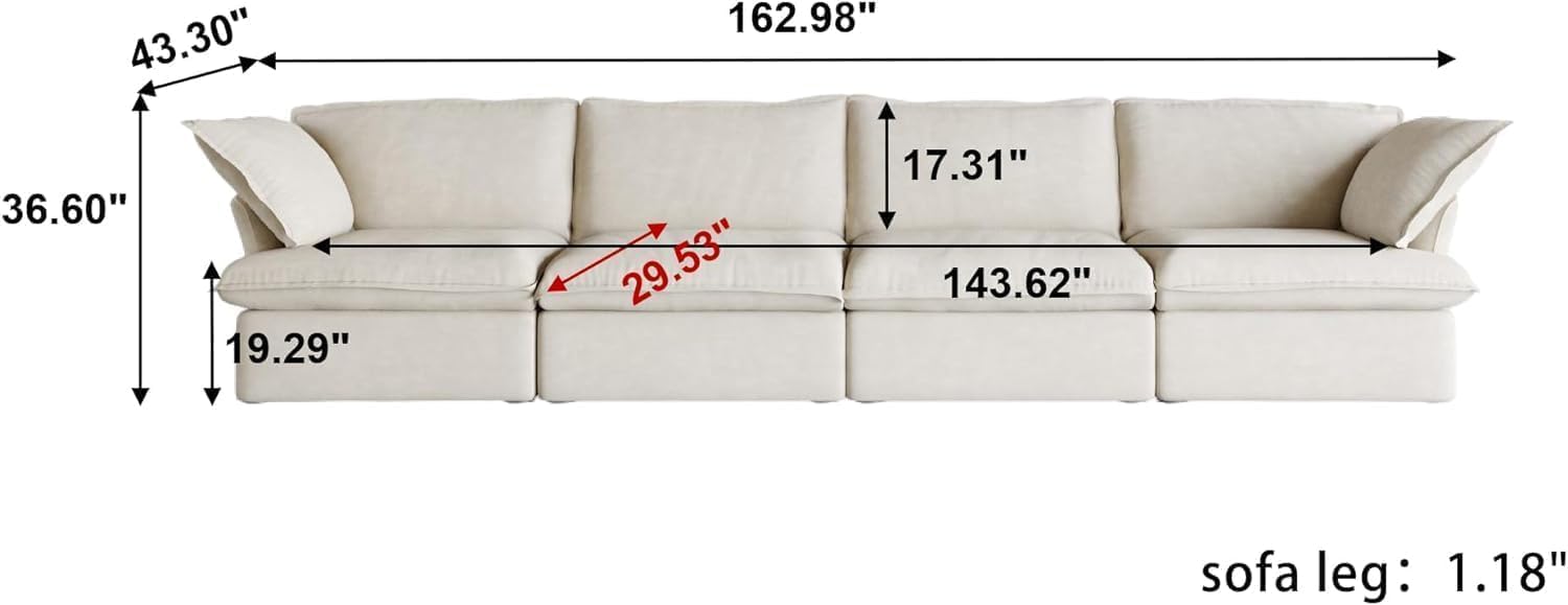 Sabi Modular Boucle Cloud Sofa - Beige - 4-Seater Sofa - Nuvé