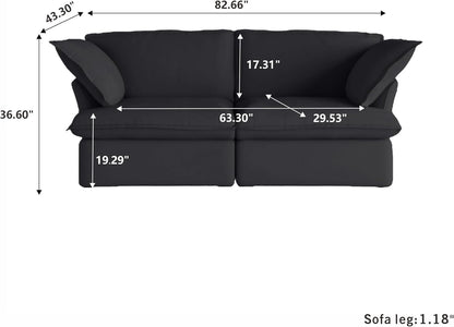 Sabi Modular Boucle Cloud Sofa - Obsidian Black - 2-Seater Sofa - Nuvé