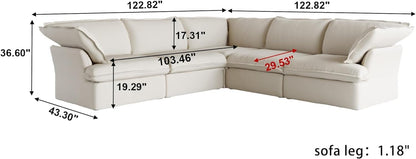 Sabi Modular Boucle Cloud Sofa - Beige - 5-Seater Corner Sectional (V-Shaped) - Nuvé