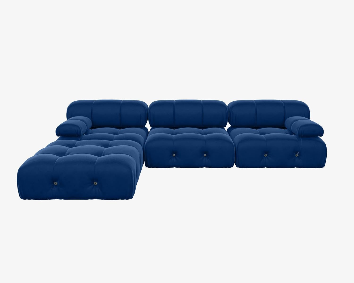 Nuvé® Takumi Velvet Modular Bouclé Cloud Sofa - Blue - 3-Seater Sofa with 1 Ottoman - Nuvé