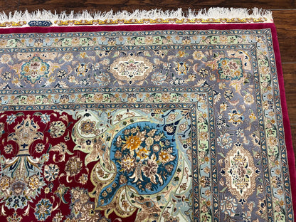 Stunning Persian Tabriz Rug 5x7, Signed by Masterweaver, Maroon, Floral Medallion, Ultra Fine 70 Raj 625 KPSI, Kork Wool Silk Foundation, Handmade - Nuvé