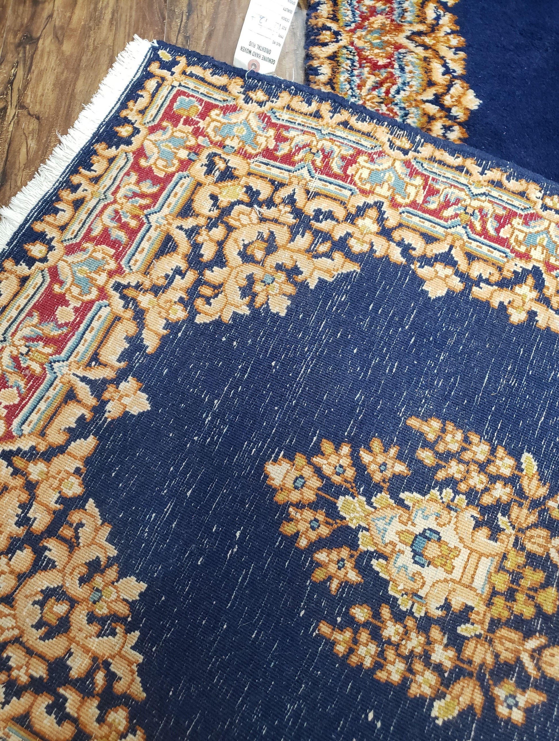 Semi Anique Dark Blue Persian Kerman Runner, 2'7" x 13'5" - Nuvé