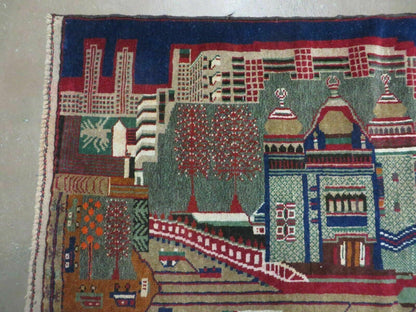 3' X 5' New Vintage Handmade Afghan Balouch Tribal Wool Pictorial Rug # 302 - Nuvé