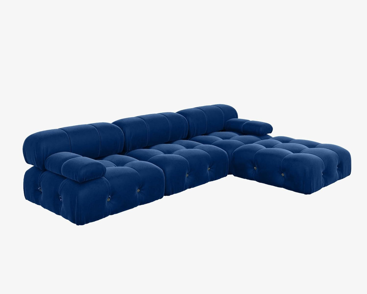 Nuvé® Takumi Velvet Modular Bouclé Cloud Sofa - Blue - 3-Seater Sofa with 1 Ottoman - Nuvé
