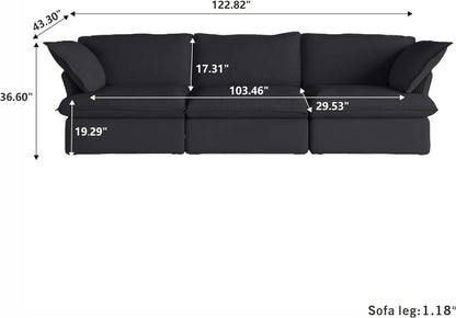 Sabi Modular Boucle Cloud Sofa - Obsidian Black - 3-Seater Sofa - Nuvé
