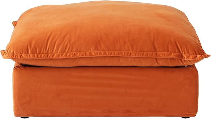 Sabi Modular Boucle Cloud Sofa- Orange - Single Seater Sofa with Ottoman - Nuvé