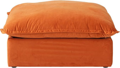 Sabi Modular Boucle Cloud Sofa- Orange - Single Seater Sofa with Ottoman - Nuvé