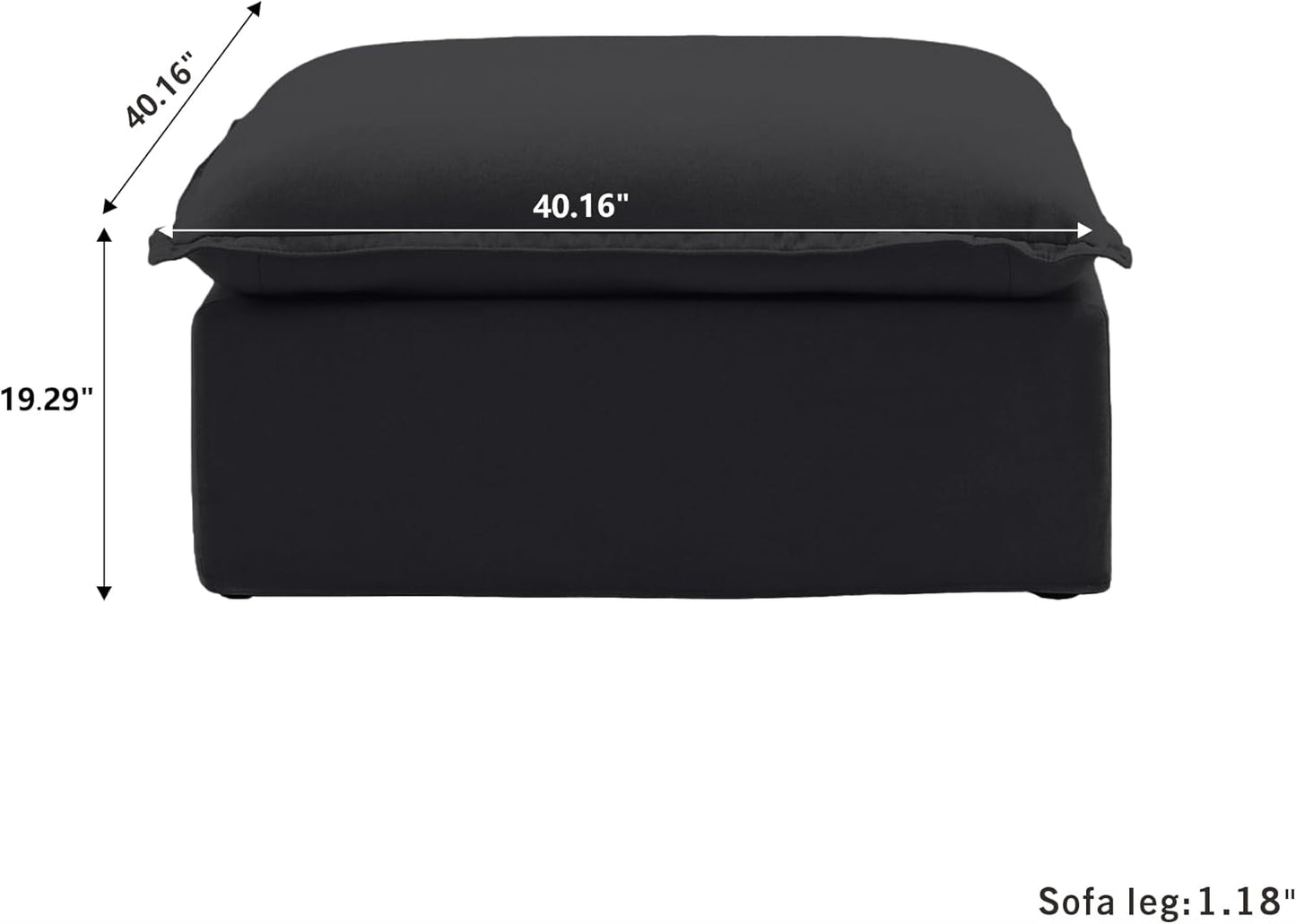 Sabi Modular Boucle Cloud Sofa - Obsidian Black - Single Ottoman - Nuvé