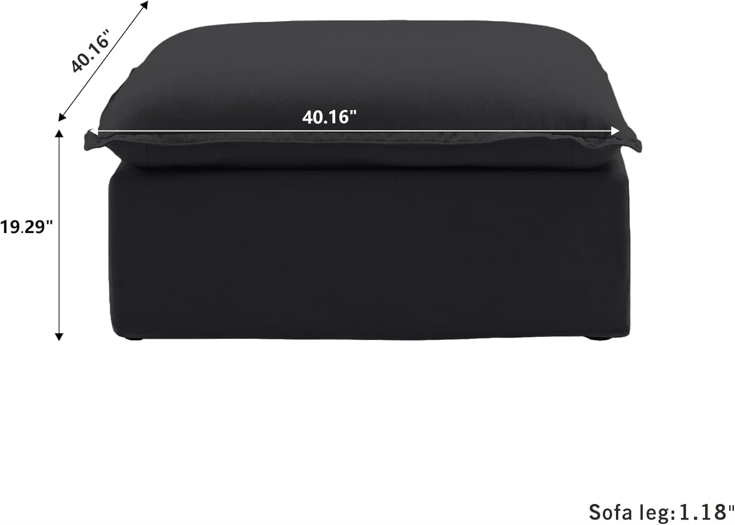 Sabi Modular Boucle Cloud Sofa - Obsidian Black - Single Ottoman - Nuvé