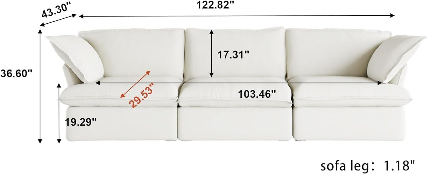 Sabi Modular Boucle Cloud Sofa - Snow White - 3-Seater Sofa - Nuvé