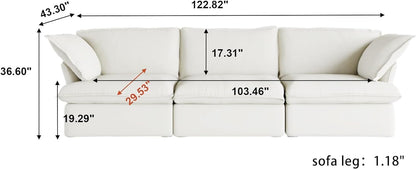 Sabi Modular Boucle Cloud Sofa - Snow White - 3-Seater Sofa - Nuvé