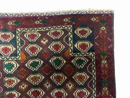 3x5 Vintage Handmade Wool Rug Tribal Turkoman Balouch Prayer Rug Organic Dyes - Nuvé