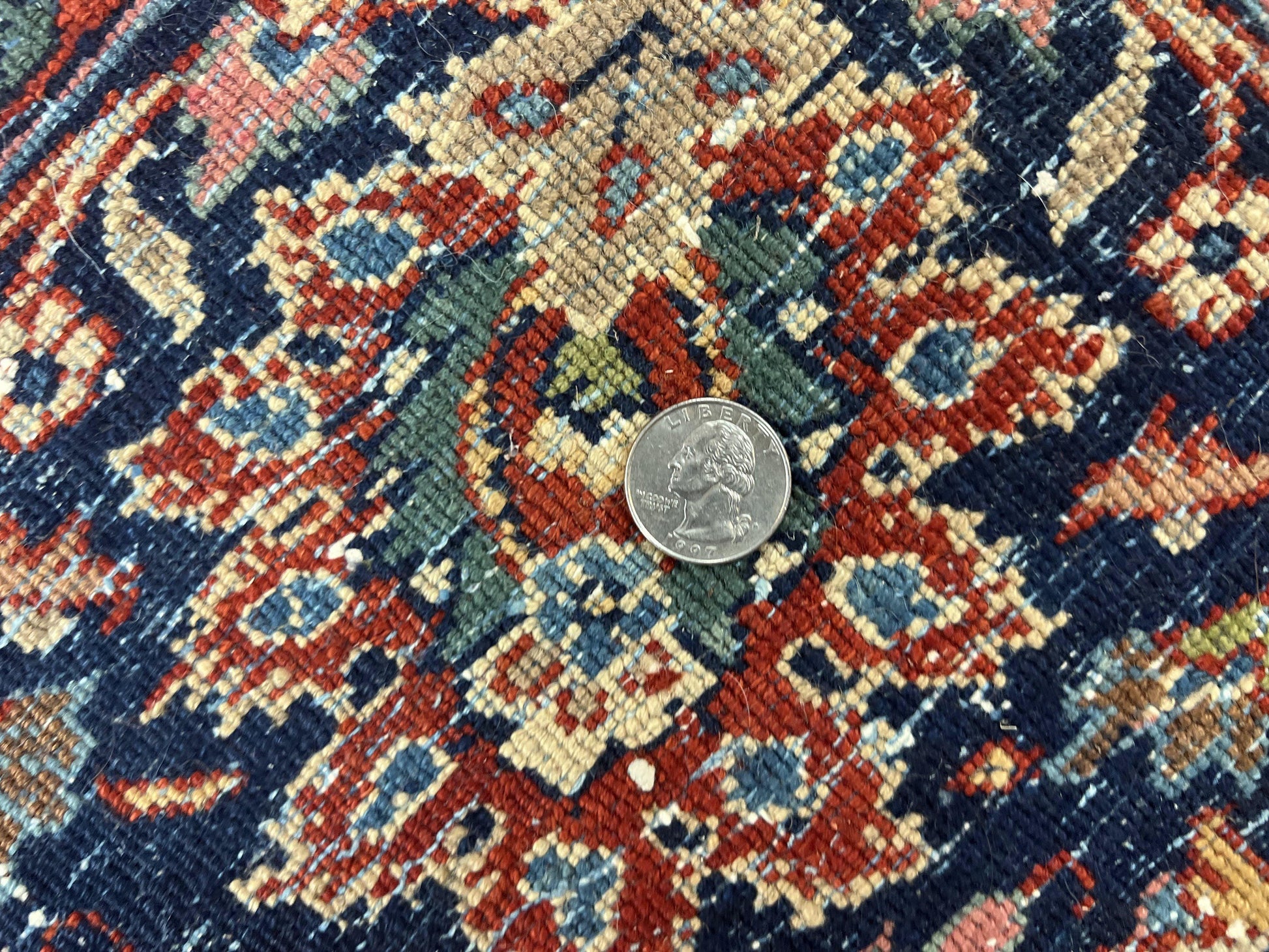 Persian Sarouk Rug 9x12, Red and Dark Blue Floral Allover Antique Persian Carpet, Handmade Wool Qazvin Rug - Nuvé