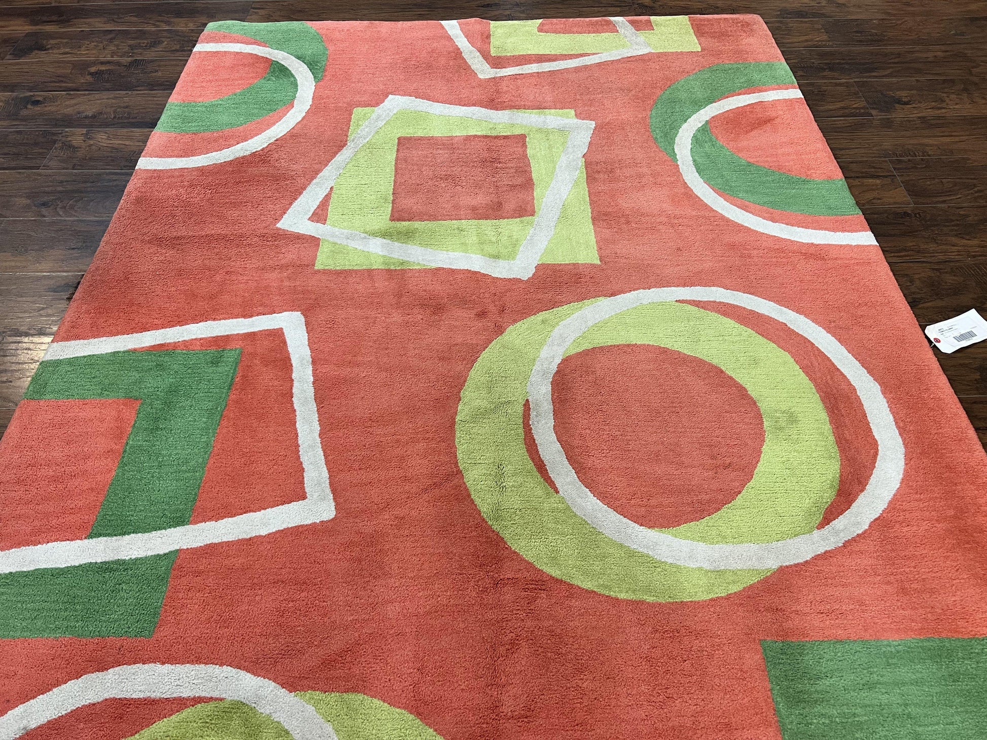 Abstract Rug 6x9, Modern Contemporary Rug, Red-Orange Green - Nuvé