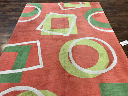 Abstract Rug 6x9, Modern Contemporary Rug, Red-Orange Green - Nuvé