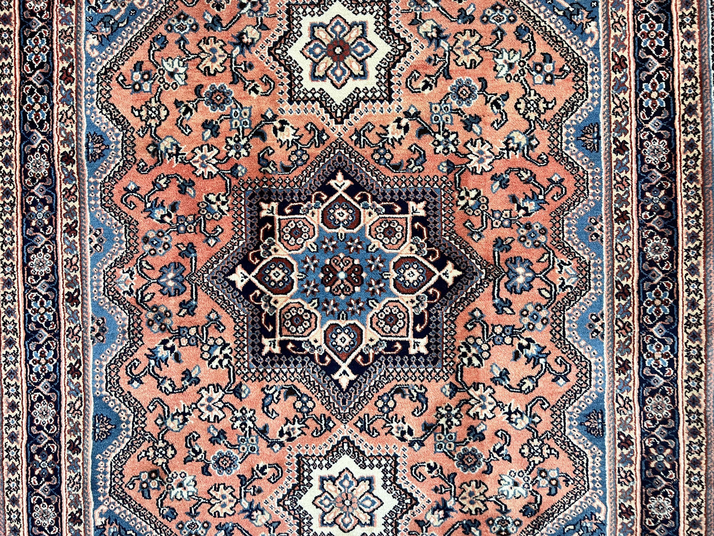 Persian Shiraz Rug 3x5, Geometric Tribal Rug, Wool Hand Knotted Vintage Carpet, Light Red & Blue, Signed by Masterweaver - Nuvé