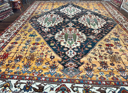 Antique Persian Bakhtiari Rug 14x19 – Rare Palace Size Carpet - Nuvé