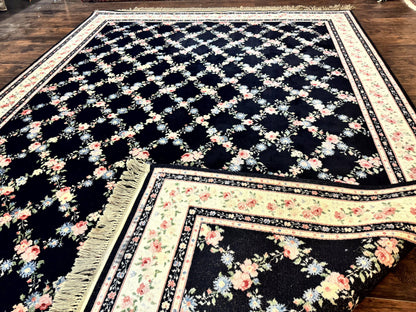 Karastan Rug 8.8 x 12, Garden of Eden #509/1270, Ebony Trellis, Vintage Discontinued Wool Pile Karastan Carpet - Nuvé
