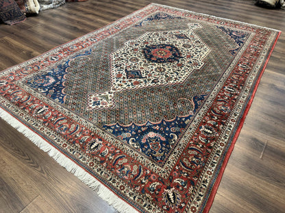 Persian Rug 7x10, Bakhtiari Saman Rug, Unique Design and Colors, Ivory Red Blue, Large Tribal Rug - Nuvé