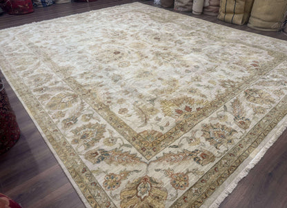 Palace Size Rug 12x15, Neutral Light Colors, Oat, Peshawar Chobi Oushak Rug, Handmade Wool Rug - Nuvé