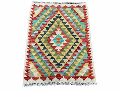 Small Kilim Rug 2x3 Colorful Turkish Kilim Accent Rug New Flatweave Wool Kilim Chobi Kilim Diamond Zigzag Playroom Rug - Nuvé