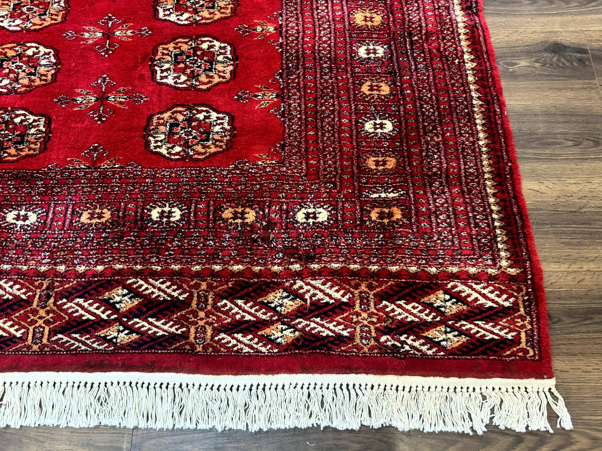 Red Turkoman Bokhara Rug 8x11, Pakistani Turkmen Carpet, Vintage Traditional Area Rug - Nuvé