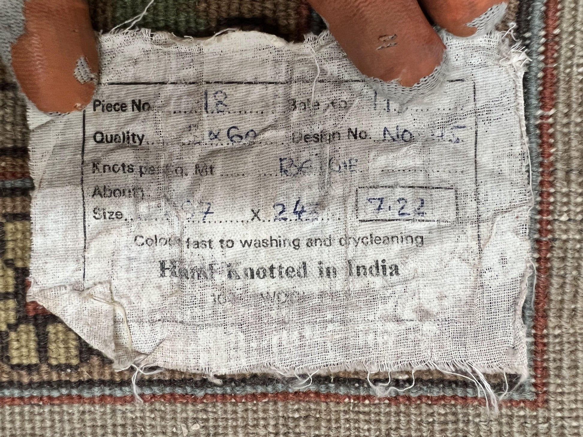 Indian Agra Rug 8x10, Wool Vintage Handmade Carpet, Gray Brown - Nuvé