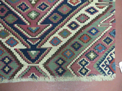 2' 1" X 4' 4" Antique Handmade Bagface Kilim Shirvan Caucasian Wool Rug Nice - Nuvé