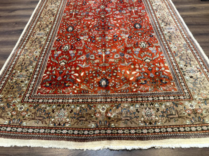 Persian Tabriz Rug 6x10, Burnt Orange and Tan, Animal Pictorials, Deer, Floral, Taba Tabae Carpet - Nuvé